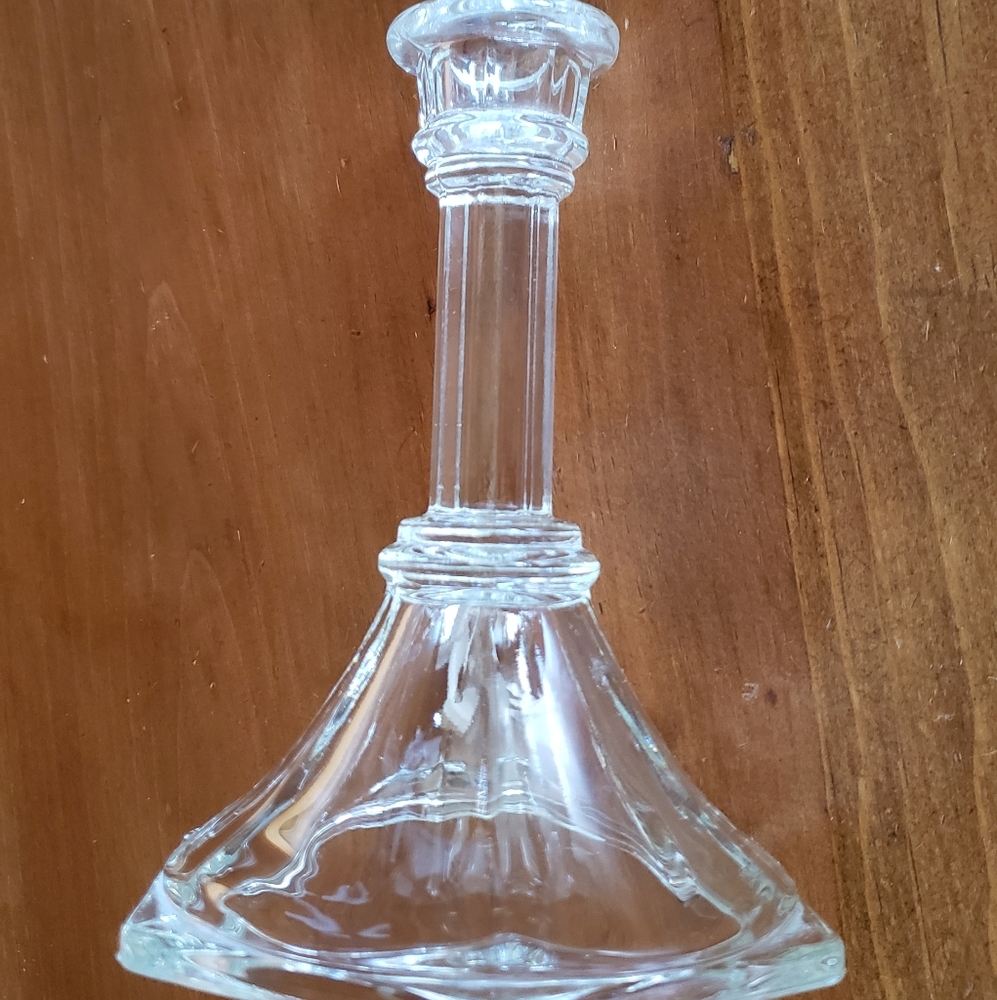 Single vintage glass candlestick holder